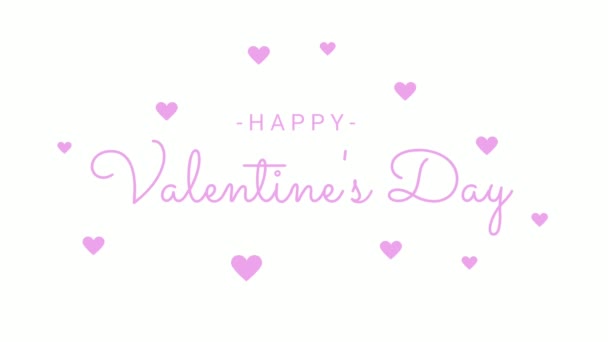 Animación Texto Del Día San Valentín Feliz Con Animación Forma — Vídeos de Stock