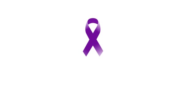 World Cancer Day February Banner White Background Lavender Color Ribbon — Stock Video