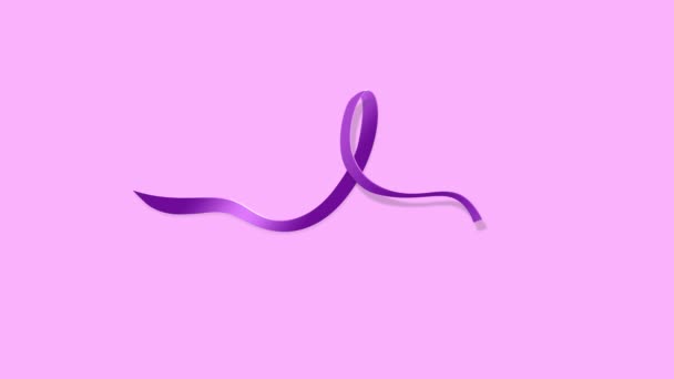 Wereldkankerdag Februari Banner Witte Achtergrond Met Lavendelkleurig Lint Motion Design — Stockvideo