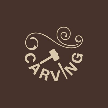 Tahta oyma logosu çizimi. Ahşap oymacı logo tasarımı