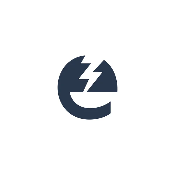 Logotypdesignkoncept med inledande bokstav och Thunder Flash Light Icon — Stock vektor