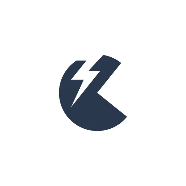 Diseño de Logo Concepto con letra inicial y Thunder Flash Light Icono — Vector de stock