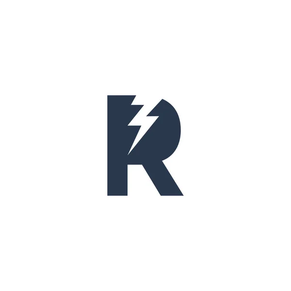 Logo Design Concept with initial letter and Thunder Flash Light Icon — 스톡 벡터