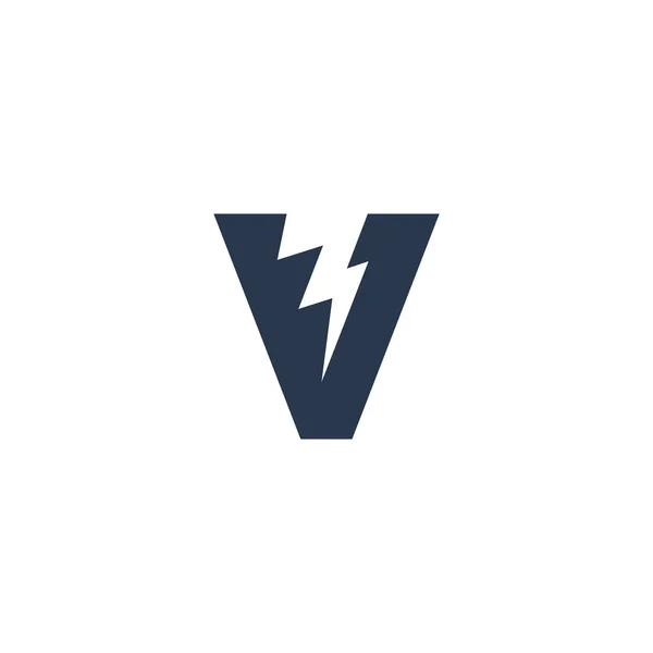 Logo Design Concept con lettera iniziale e icona Thunder Flash Light — Vettoriale Stock