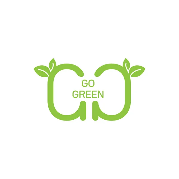 Modern Go Green Environment Label Logo Illustration — Stock Vector