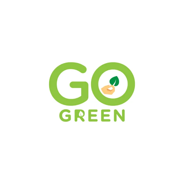 Moderne Go Green Environment Label Logo Illustration — Image vectorielle