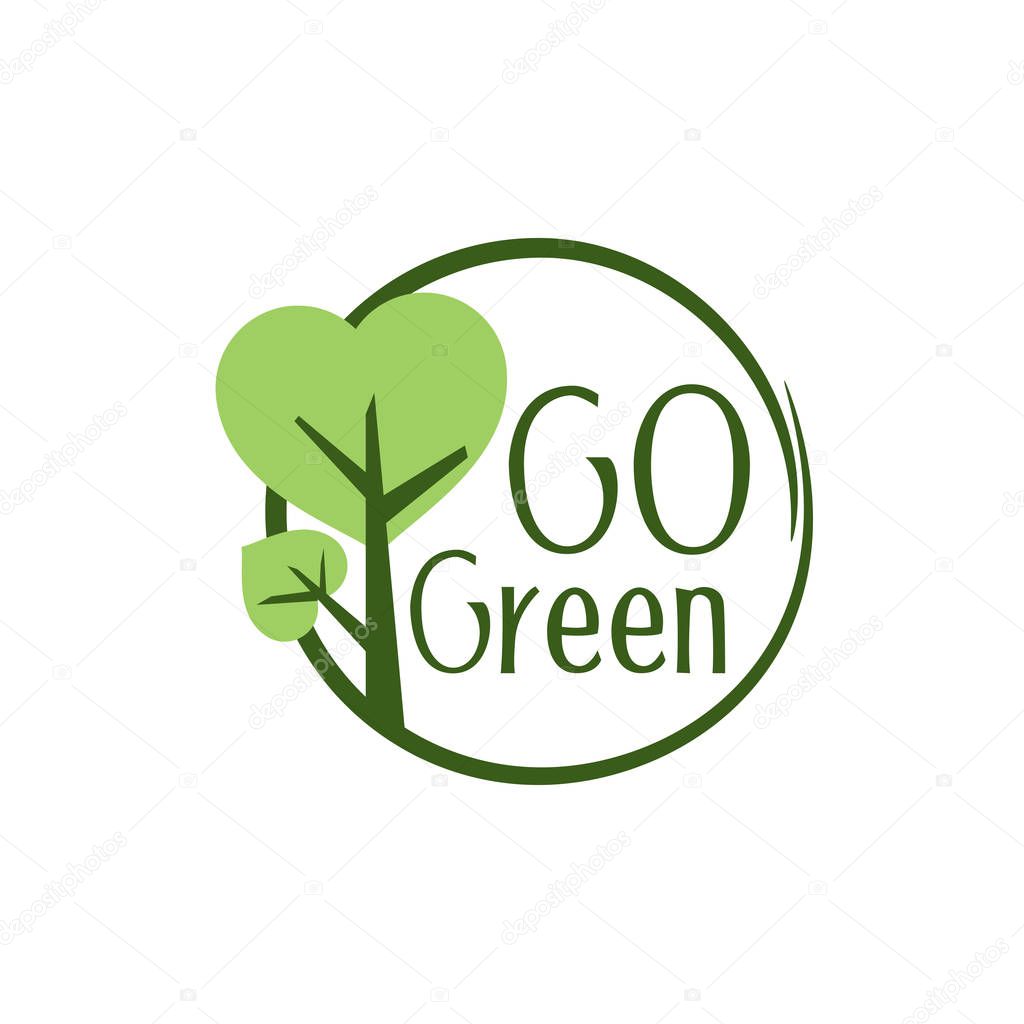 Modern Go Green Environment Label Logo Illustration