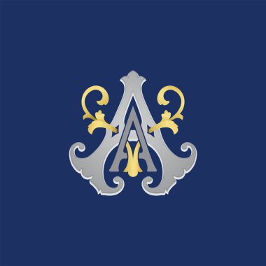 Klas Altın Harf A ve V Logo Simgesi. İlk harf A ve V Tasarım Vektörü Altın Renk. Adının baş harflerini Pul Çizgisi Resim İşareti Sembolü olarak yazdır.