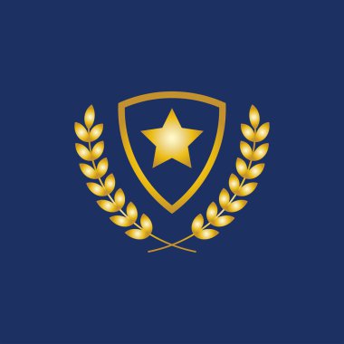 Lacivert Arkaplanda logo tasarım şablonu için Altın Kalkan