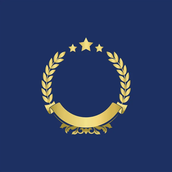 Κορδέλα Αστέρι Και Δάφνη Royal Place Logo Template Κομψό Λογότυπο — Διανυσματικό Αρχείο