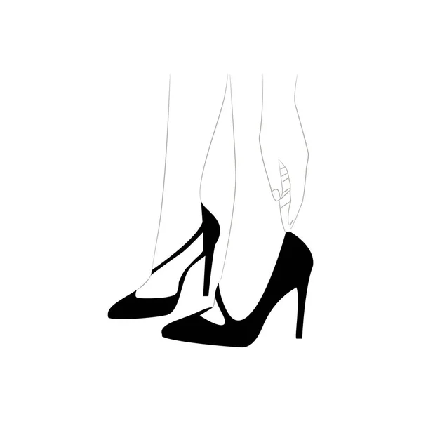 Woman Shoes Logo Design Vector Template Beautiful Shoes Logo Illustration — Stock Vector