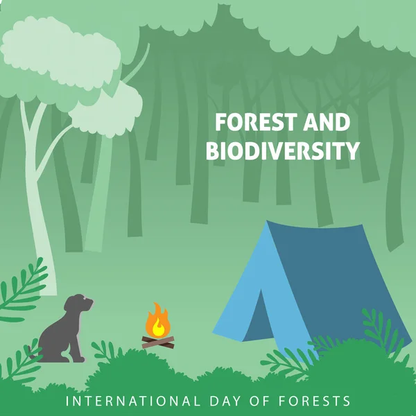 国際森林の日を祝うためのデザイン ベクトルイラストで3月21日 — ストックベクタ