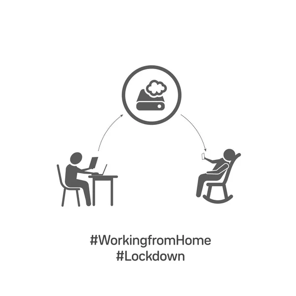 Coronavirus Quarantine Concept Working Home Worker Sitting Couch Working Laptop — Stock Vector