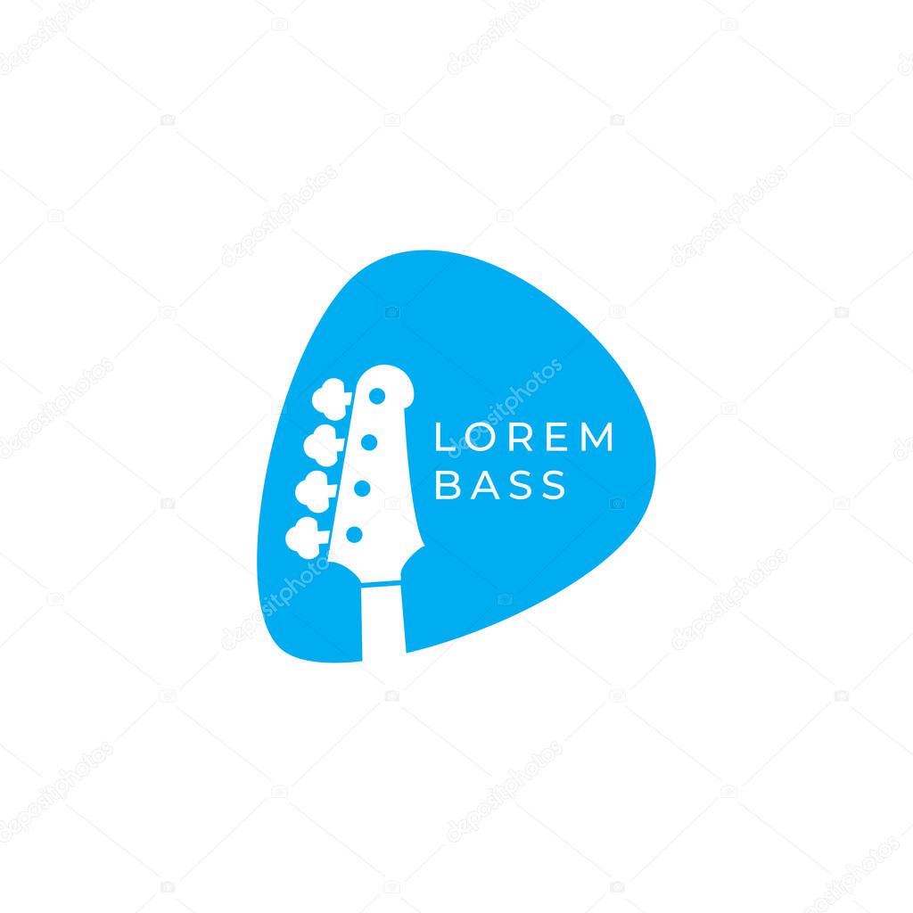 logo design about bass guitar player concept with bass illustration in vector