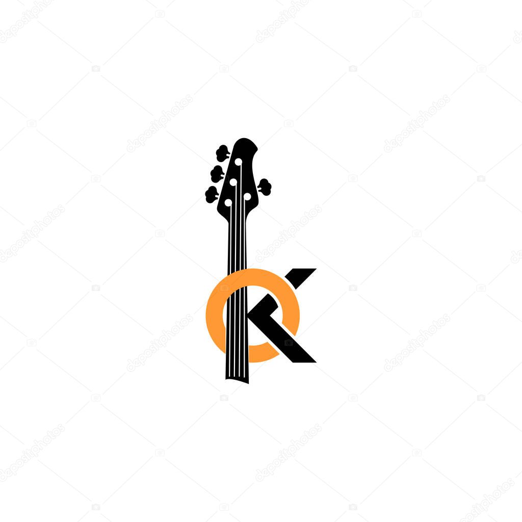 logo design about bass guitar player concept with bass illustration in vector