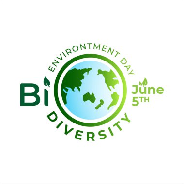 Çevre günü etkinliği için yeşil renkli BIOVERSITY tipografi tasarımı 