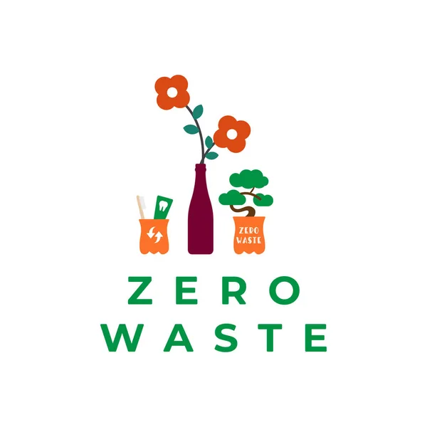 Zero Waste Design Concept Environment Poster Oder Irgendein Design Mit — Stockvektor