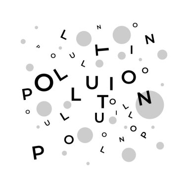 Hava kirliliğini azaltan CO2 salınımını durdurun. Kirlilik tipografik tasarımı. Vektör çizimi düz tasarım biçimi.