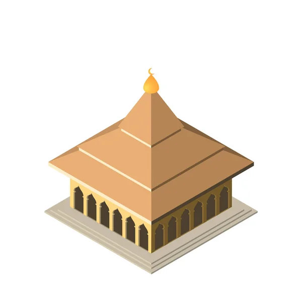 Moschea Isometrica Sfondo Bianco Disegno Islamico — Vettoriale Stock