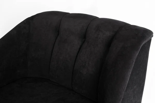 Studio girato di un divano moderno grigio isolato su sfondo bianco — Foto Stock