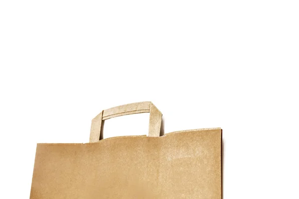 Sac Papier Kraft Marron Sur Fond Blanc Sac Papier Vide — Photo