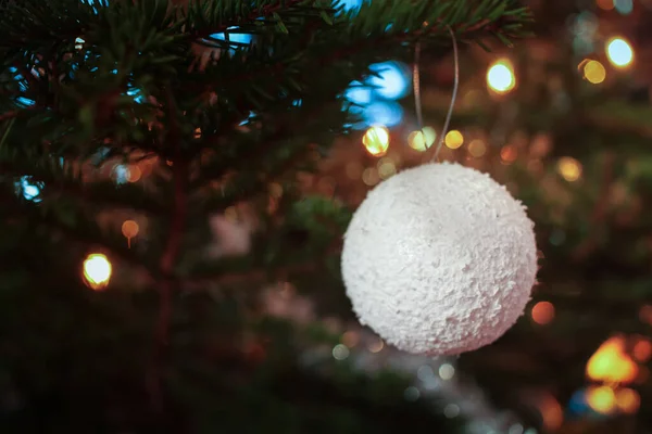 Snowball Bauble In The Christmas Tree — Stock Photo, Image