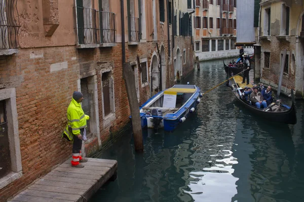 Venetië Italië 2018 Kanalen Van Venetië Met Gondels Winter — Stockfoto