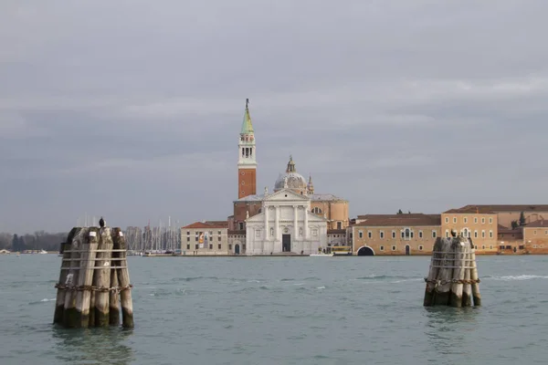 Veneza Itália 2018 Vista Igreja San Giorgio Maggiore Inverno — Fotografia de Stock