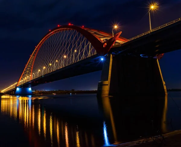 Novosibirsk Rusya Dan Gelen Köprü — Stok fotoğraf