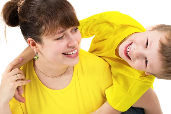 Portrait of a happy family. Woman and child — Stock Photo, Image