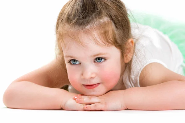 Portrait Beautiful Little Girl Face Child Close — Stock Photo, Image