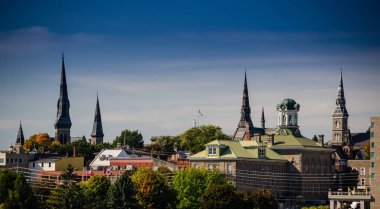 View of Brockville, Ontario Skyline with historic buildings.
