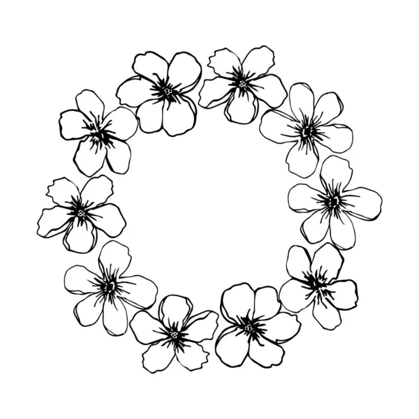 Illustration Coeur Floral Pour Carte Saint Valentin Encre Noire Dessinée — Image vectorielle