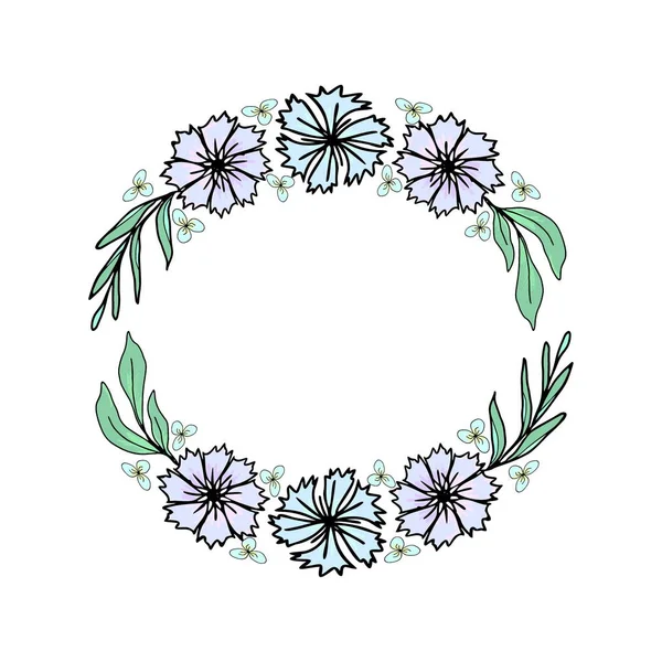 Couronne florale dessinée à la main — Image vectorielle