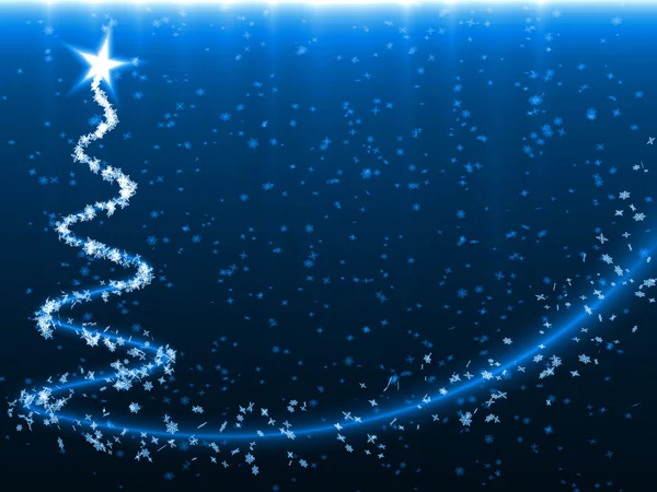 Волшебная Рождественская Елка Снежинками Голубая Версия — стоковый вектор