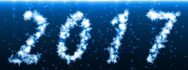 2017 Escrito Con Copos Nieve Versión Azul — Vector de stock