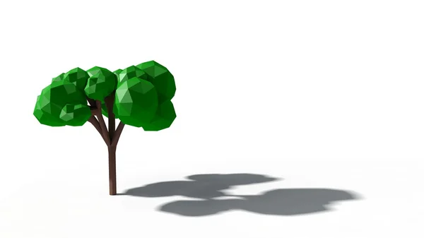 风格化低多边形树的3D插图 隔离在白色 — 图库照片#
