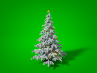 Noel ağacının 3d illüstrasyon. kavramsal beyaz tasarım. yeşil izole.