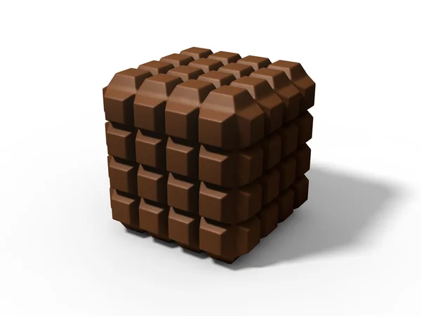 Illustration Chocolate Bars Cube Isolated White — Stock Photo, Image