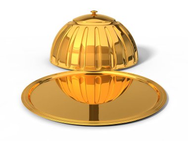 Altın Restoran cloche Illustration. Açık pozisyonu.