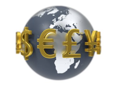 para birimi simgeleri 3D çizimi.