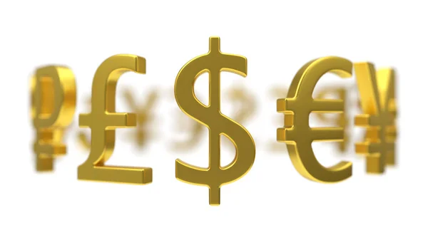 3d illustration of currency symbols. — Stock Photo, Image