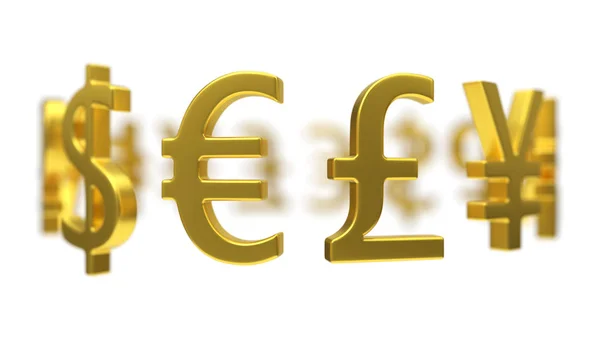 3d illustration of currency symbols. — Stock Photo, Image