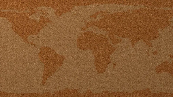Παγκόσμιο χάρτη φελλού πινακίδα 3d απεικόνιση. — Φωτογραφία Αρχείου