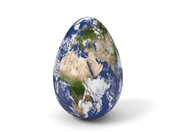 Påsk ägg målade som jorden. 3D illustration — Stockfoto