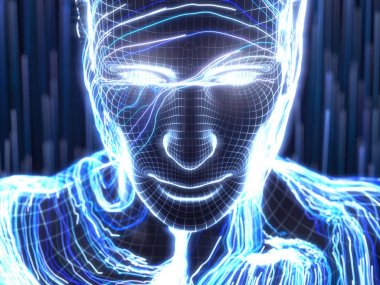 yapay zeka kavramı sanal insan avatar.3d çizim ile