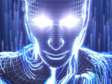 yapay zeka kavramı sanal insan avatar.3d çizim ile