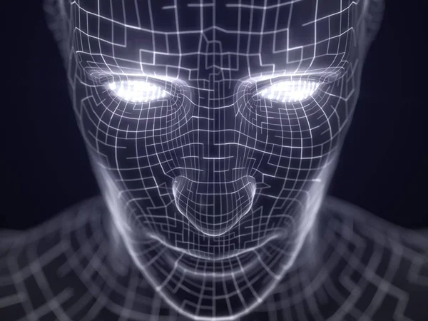 artificial intelligence concept with virtual human avatar.3d illustration