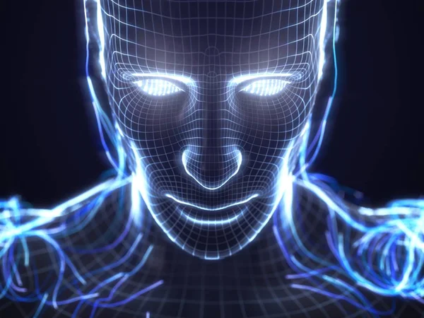 yapay zeka kavramı sanal insan avatar.3d çizim ile
