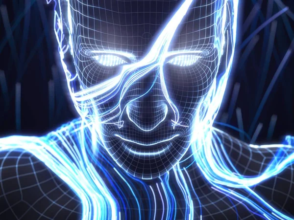 artificial intelligence concept with virtual human avatar.3d illustration